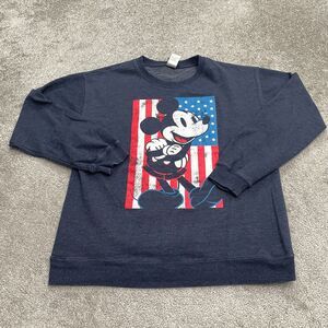 Disney Mickey Mouse Graphic Pullover Sweatshirt Mens XL Blue Crew Neck Casual